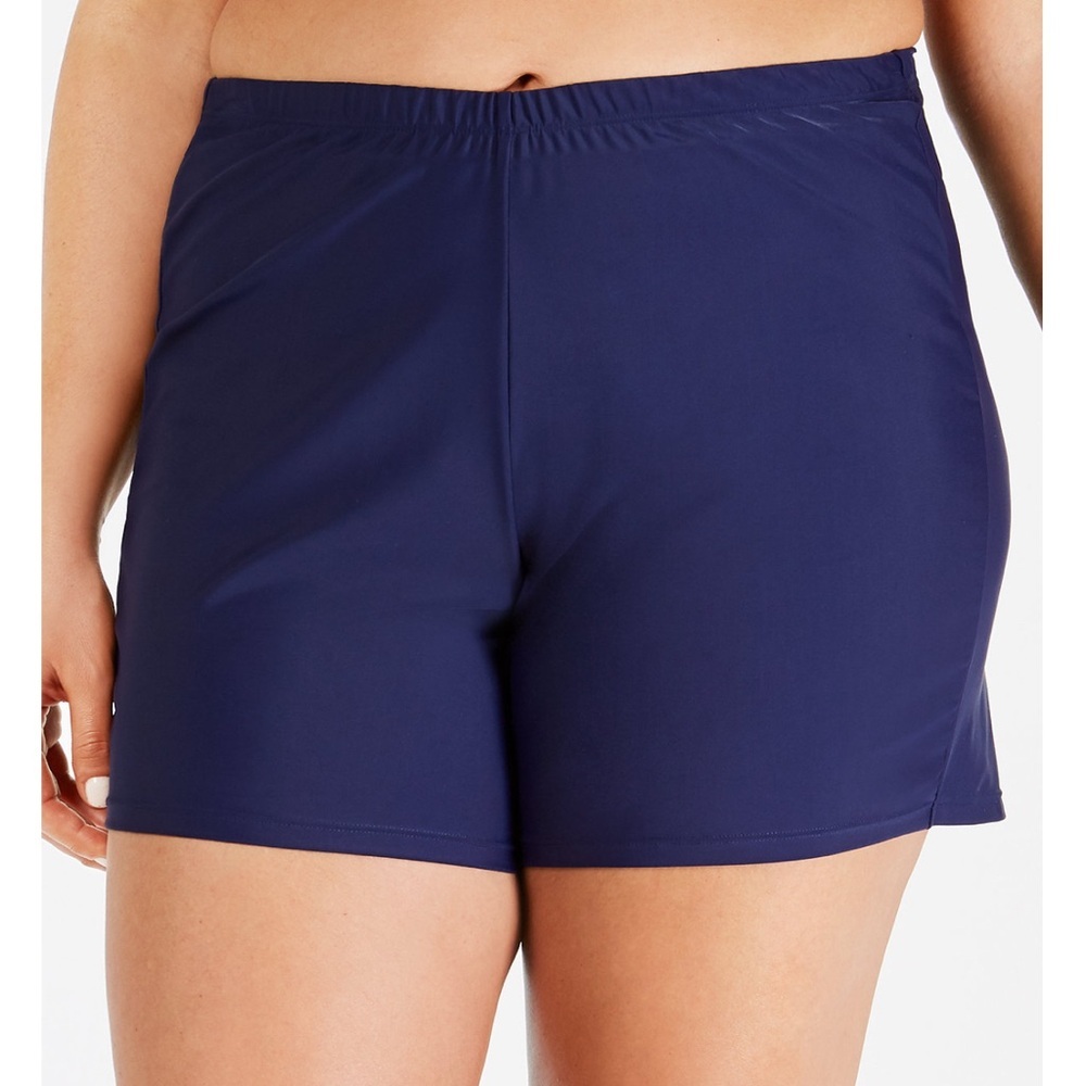 Island Escape Women’s Plus Sized Swim Shorts - Size 16W- NWT Navy Blue